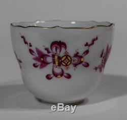 1 Meissen Rich Court Pink Dragon Pink Demi Tasse Cup and Saucer with Gilding