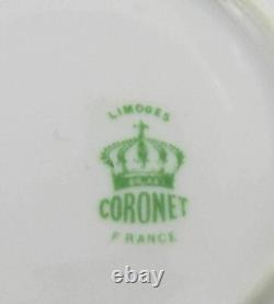 10 Antique Coronet Limoges France Demitasse Chocolate Cups & Saucers Excellent