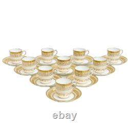 10 Minton England Gilt Porcelain Demitasse Cup & Saucers