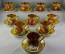 10 Paragon Hand Painted Fruit Scene withGold Demitasse Cup & Saucer Sets Rare