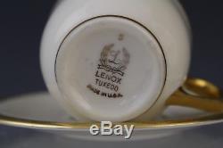 10 Pc VTG Lenox Tuxedo Porcelain Presidential Gold Band Demitasse Cup Saucer Set