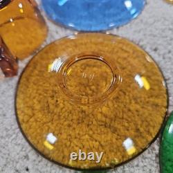 10 Piece Antique Demitasse Cups & Saucers Espresso Gold Trim Clear Stained Glass