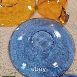 10 Piece Antique Demitasse Cups & Saucers Espresso Gold Trim Clear Stained Glass