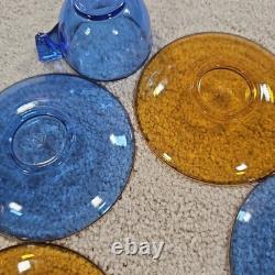 10 Piece Antique Demitasse Cups & Saucers Espresso Gold Trim Clear Stained Glass