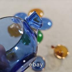 10 Piece Antique Demitasse Cups & Saucers Espresso Gold Trim Clear Stained Glass