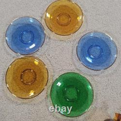 10 Piece Antique Demitasse Cups & Saucers Espresso Gold Trim Clear Stained Glass