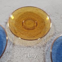 10 Piece Antique Demitasse Cups & Saucers Espresso Gold Trim Clear Stained Glass
