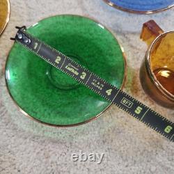 10 Piece Antique Demitasse Cups & Saucers Espresso Gold Trim Clear Stained Glass