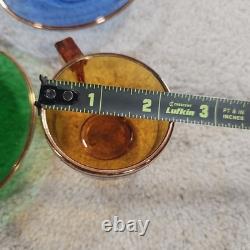 10 Piece Antique Demitasse Cups & Saucers Espresso Gold Trim Clear Stained Glass