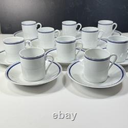 10 Porcelain D'auteuil Ligne Oceane Bistro Demitasse Cups Saucers Striped