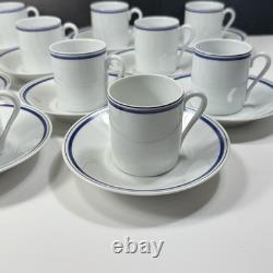 10 Porcelain D'auteuil Ligne Oceane Bistro Demitasse Cups Saucers Striped