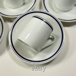 10 Porcelain D'auteuil Ligne Oceane Bistro Demitasse Cups Saucers Striped