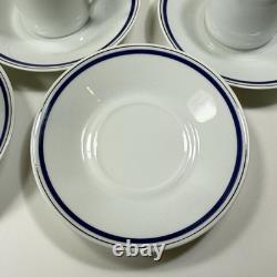 10 Porcelain D'auteuil Ligne Oceane Bistro Demitasse Cups Saucers Striped