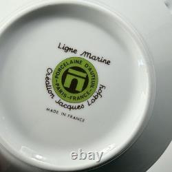 10 Porcelain D'auteuil Ligne Oceane Bistro Demitasse Cups Saucers Striped