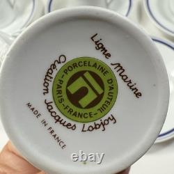 10 Porcelain D'auteuil Ligne Oceane Bistro Demitasse Cups Saucers Striped