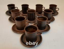 10 Vintage 60s Ruska Arabia Finland Demitasse cups + saucers brown spotted 3