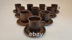 10 Vintage 60s Ruska Arabia Finland Demitasse cups + saucers brown spotted 3