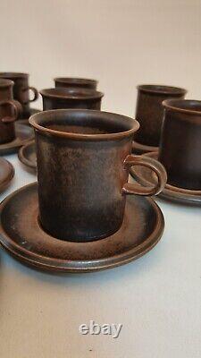 10 Vintage 60s Ruska Arabia Finland Demitasse cups + saucers brown spotted 3