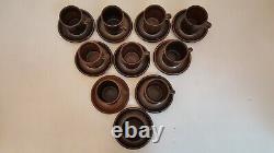 10 Vintage 60s Ruska Arabia Finland Demitasse cups + saucers brown spotted 3