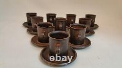 10 Vintage 60s Ruska Arabia Finland Demitasse cups + saucers brown spotted 3