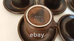 10 Vintage 60s Ruska Arabia Finland Demitasse cups + saucers brown spotted 3