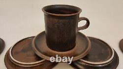 10 Vintage 60s Ruska Arabia Finland Demitasse cups + saucers brown spotted 3