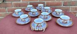 10 Vintage Demitasse Cups & Saucers Classical Greek Roman Scene Made on Japan