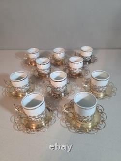 10 Vintage Marchetti Prata 90 Porcelana Real Demitasse Espresso Cups Saucers