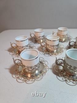 10 Vintage Marchetti Prata 90 Porcelana Real Demitasse Espresso Cups Saucers