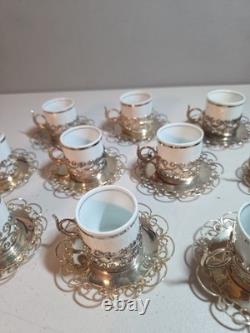 10 Vintage Marchetti Prata 90 Porcelana Real Demitasse Espresso Cups Saucers