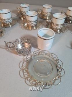 10 Vintage Marchetti Prata 90 Porcelana Real Demitasse Espresso Cups Saucers