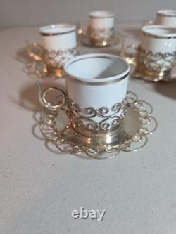 10 Vintage Marchetti Prata 90 Porcelana Real Demitasse Espresso Cups Saucers