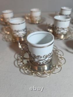10 Vintage Marchetti Prata 90 Porcelana Real Demitasse Espresso Cups Saucers