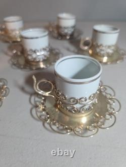 10 Vintage Marchetti Prata 90 Porcelana Real Demitasse Espresso Cups Saucers