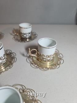 10 Vintage Marchetti Prata 90 Porcelana Real Demitasse Espresso Cups Saucers