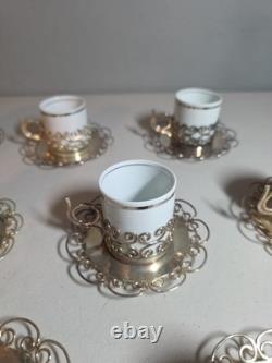 10 Vintage Marchetti Prata 90 Porcelana Real Demitasse Espresso Cups Saucers