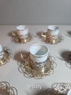 10 Vintage Marchetti Prata 90 Porcelana Real Demitasse Espresso Cups Saucers