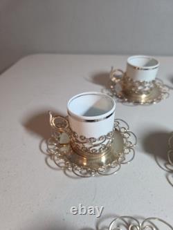 10 Vintage Marchetti Prata 90 Porcelana Real Demitasse Espresso Cups Saucers