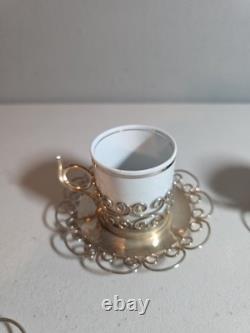 10 Vintage Marchetti Prata 90 Porcelana Real Demitasse Espresso Cups Saucers