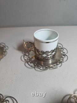 10 Vintage Marchetti Prata 90 Porcelana Real Demitasse Espresso Cups Saucers