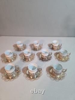 10 Vintage Marchetti Prata 90 Porcelana Real Demitasse Espresso Cups Saucers