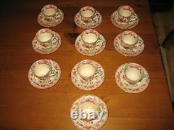 10 Vintage Masons Ironstone Demitasse Cups And Saucers Mikado Pattern # 2838