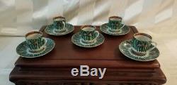 11- Demitasse Cups & Saucers Green Cabbage Pattern 19th Century Qing Dynasty