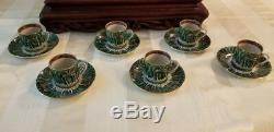 11- Demitasse Cups & Saucers Green Cabbage Pattern 19th Century Qing Dynasty