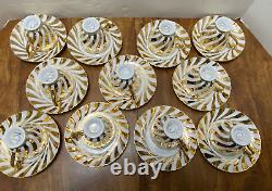 11 Demitasse Espresso Mocha CUPS & SAUCERS Gold SWIRLS RW Karlsbader MCM