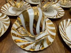 11 Demitasse Espresso Mocha CUPS & SAUCERS Gold SWIRLS RW Karlsbader MCM