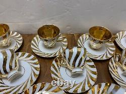 11 Demitasse Espresso Mocha CUPS & SAUCERS Gold SWIRLS RW Karlsbader MCM