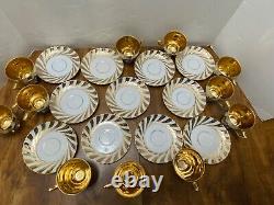 11 Demitasse Espresso Mocha CUPS & SAUCERS Gold SWIRLS RW Karlsbader MCM