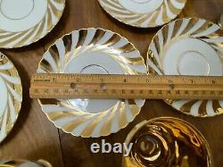 11 Demitasse Espresso Mocha CUPS & SAUCERS Gold SWIRLS RW Karlsbader MCM