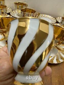 11 Demitasse Espresso Mocha CUPS & SAUCERS Gold SWIRLS RW Karlsbader MCM